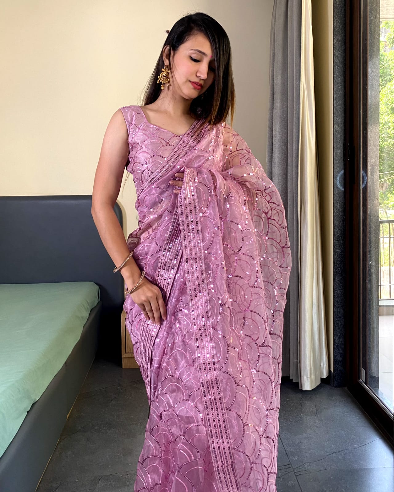 Beautiful Designer Heavy Butterfly Net Exclusive Sequanc Saree Design 5055