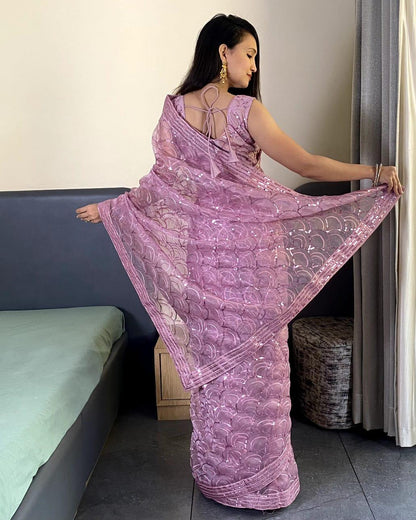 Beautiful Designer Heavy Butterfly Net Exclusive Sequanc Saree Design 5055