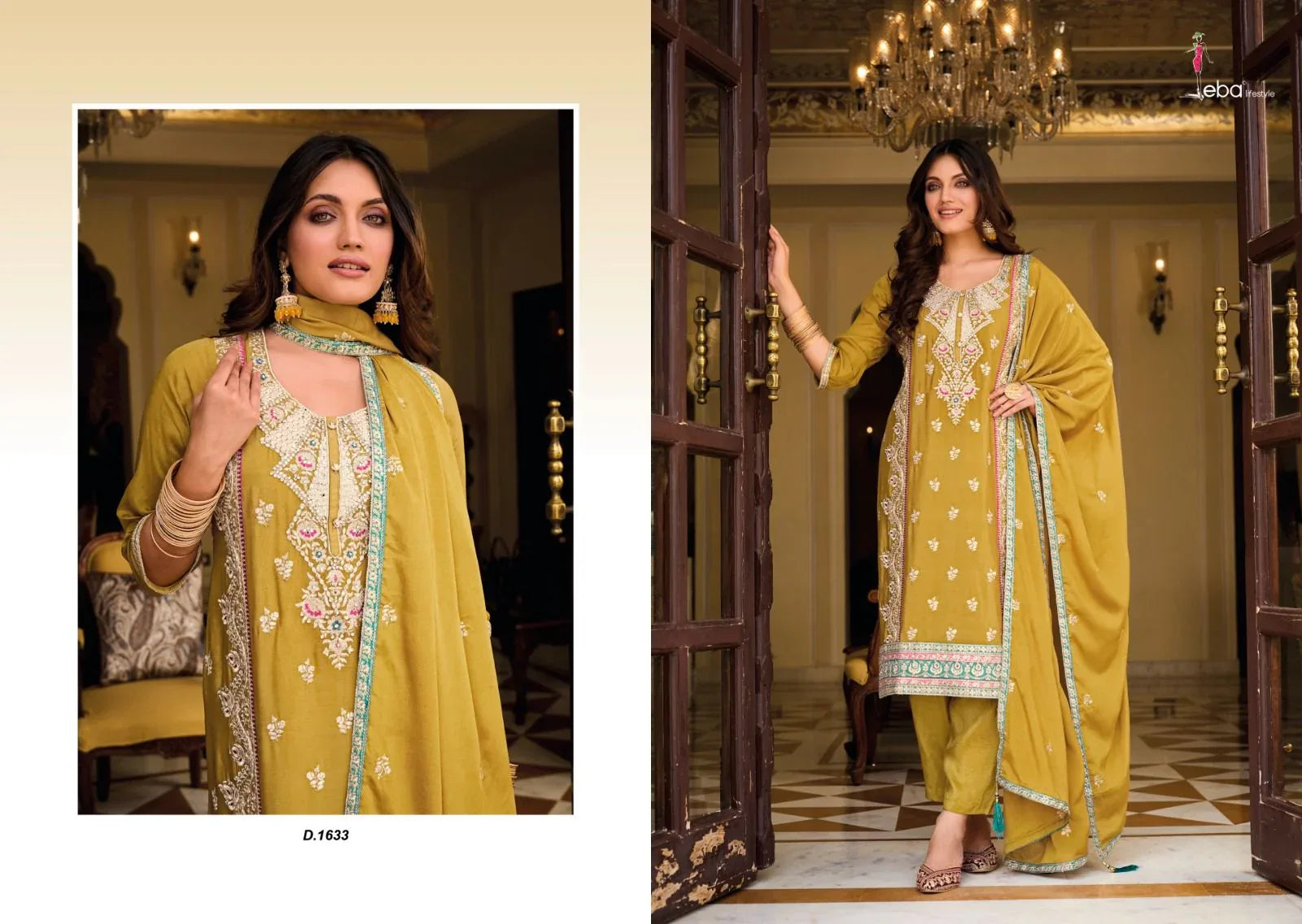 Eba Ayat 1632-1634 Series Heavy Chinon Embroidery Work Salwar Suits (1699x3)