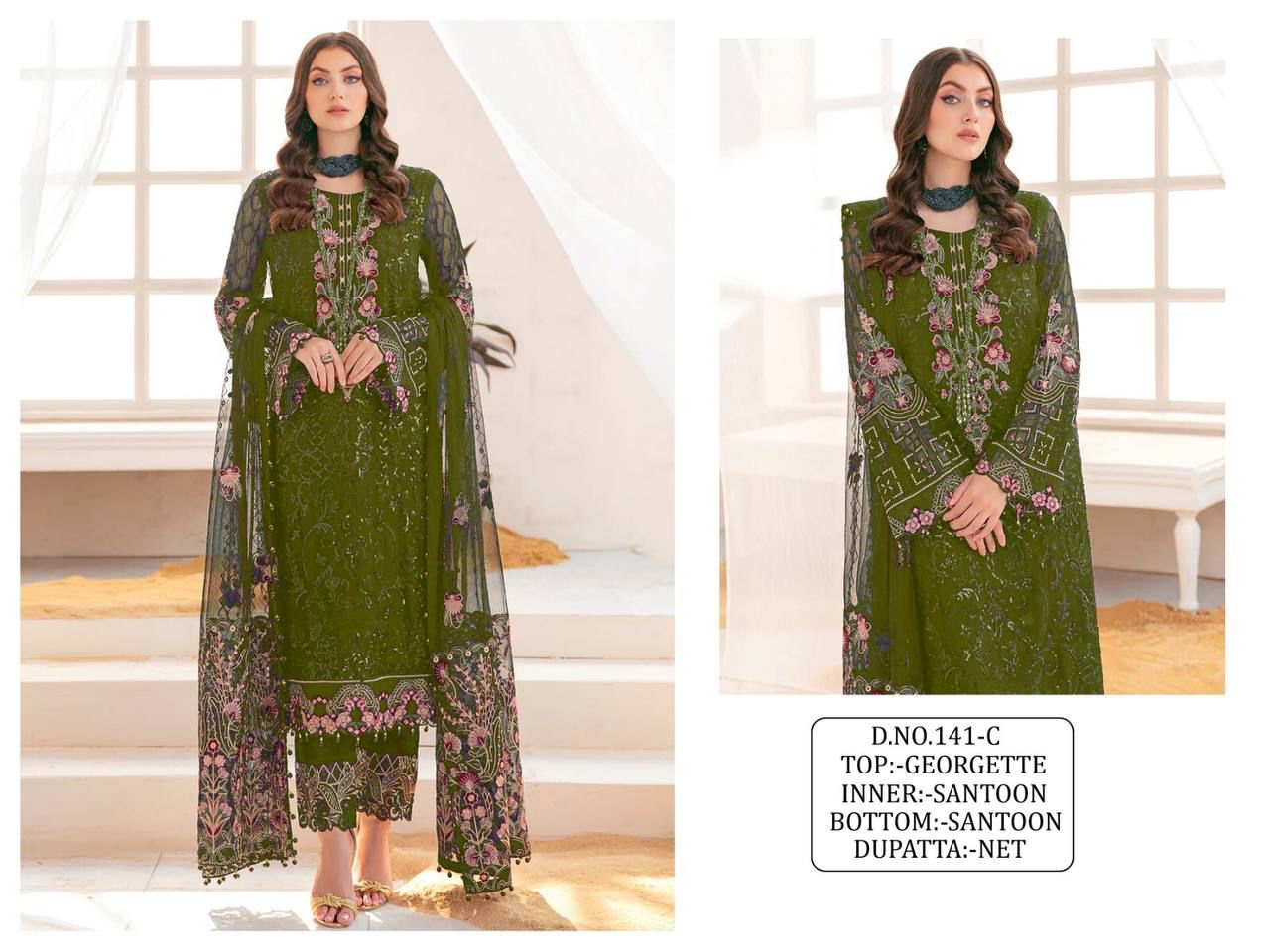 Beautiful Designer Georgette With Sequenc Embroidery Work Pakistani Suit Design 141