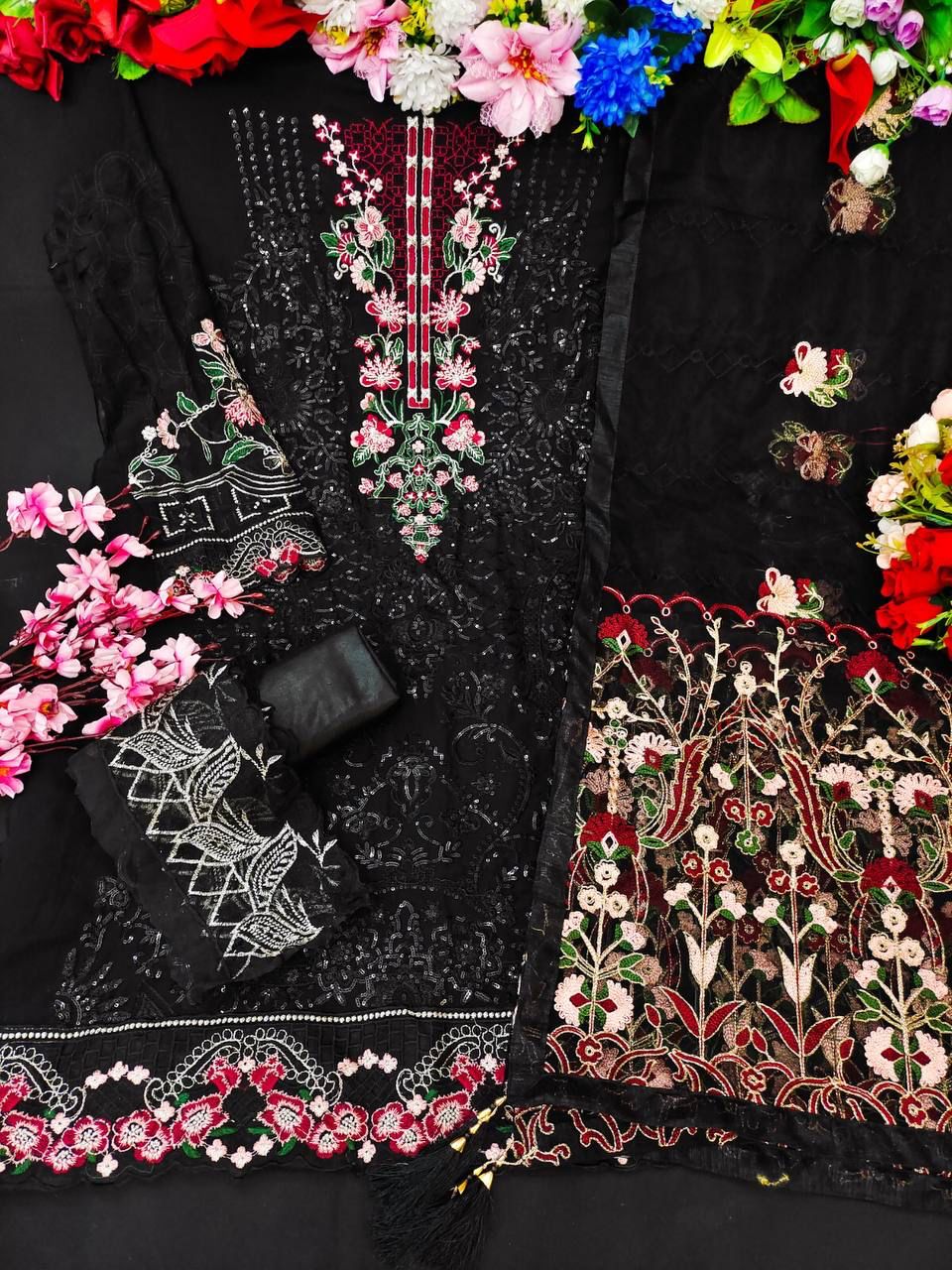 Beautiful Designer Georgette With Sequenc Embroidery Work Pakistani Suit Design 141