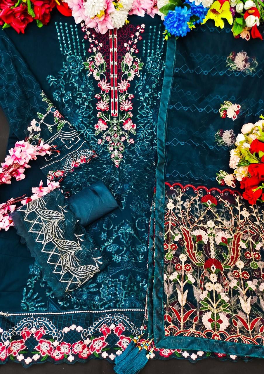 Beautiful Designer Georgette With Sequenc Embroidery Work Pakistani Suit Design 141