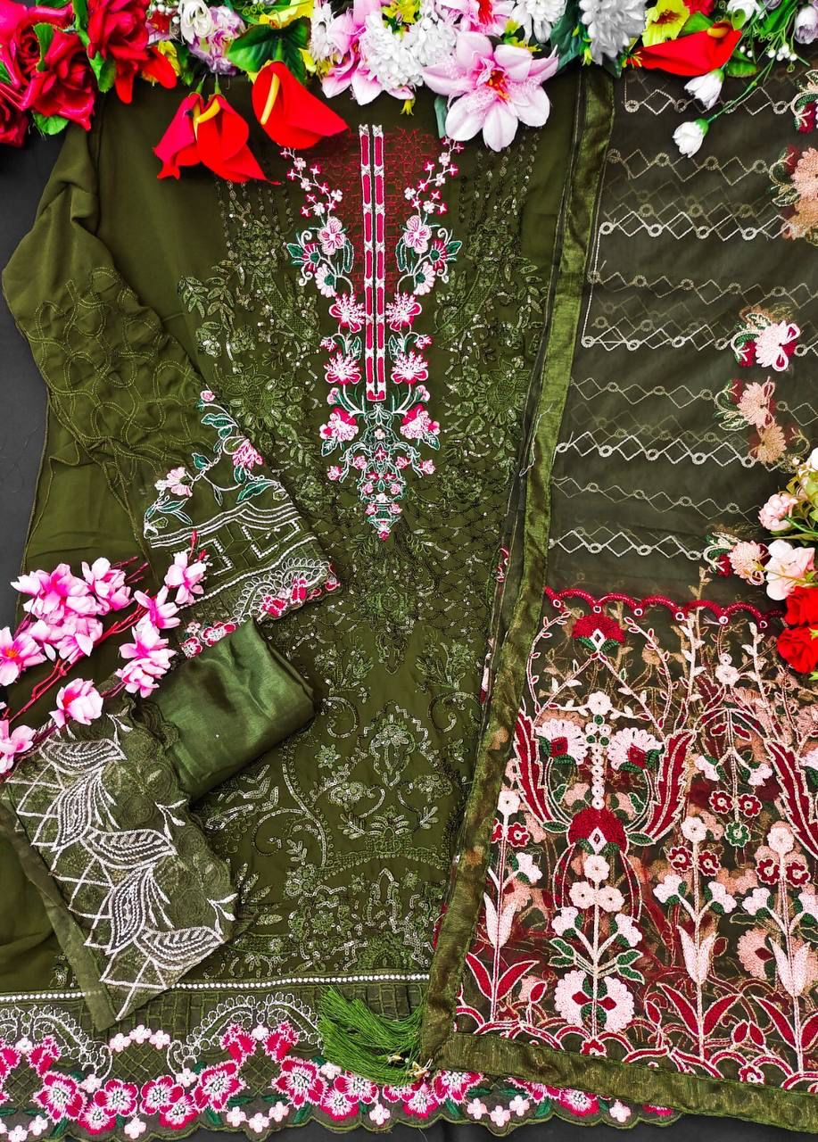Beautiful Designer Georgette With Sequenc Embroidery Work Pakistani Suit Design 141