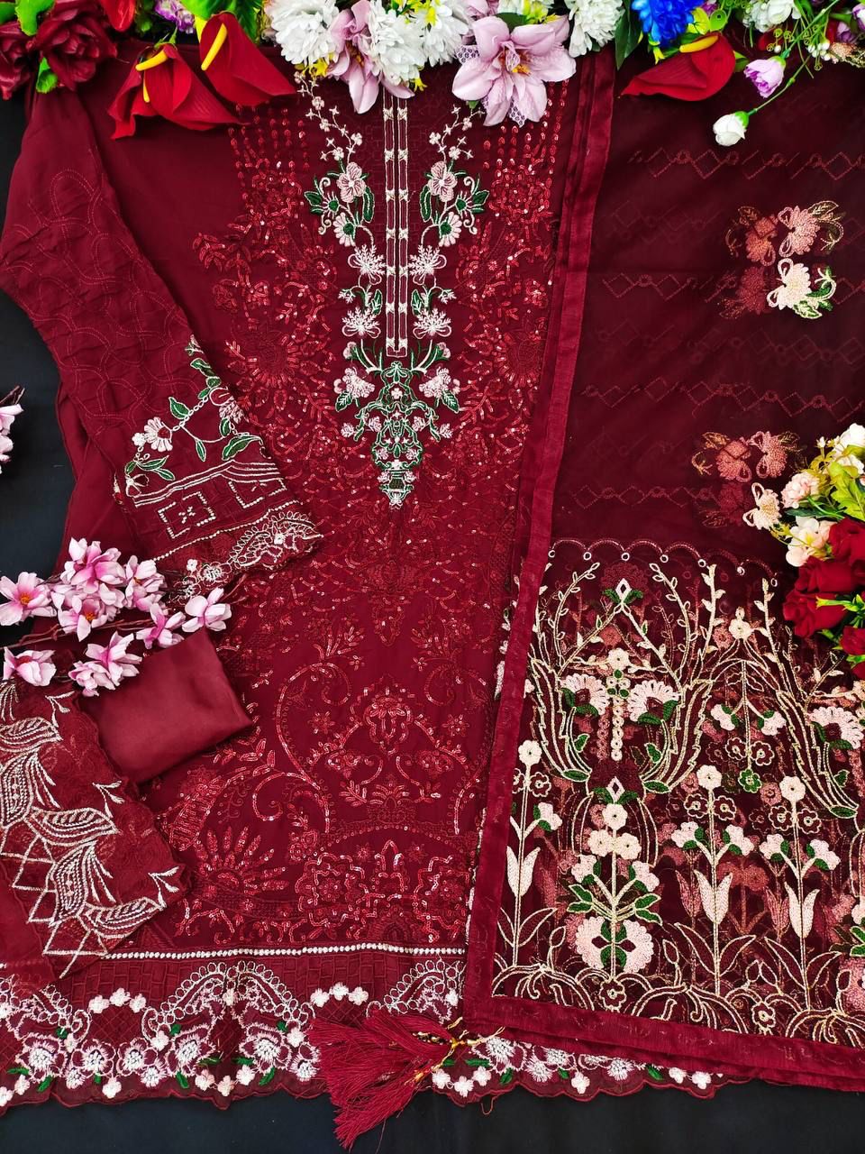Beautiful Designer Georgette With Sequenc Embroidery Work Pakistani Suit Design 141