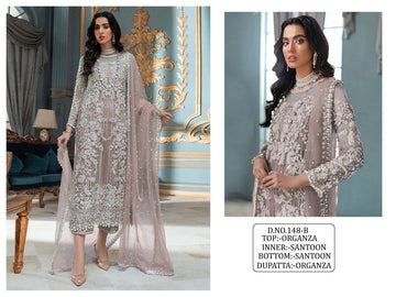 Beautiful Designer Heavy Organza With Sequence Embroidery Work Pakistani Suit Design Kf-148