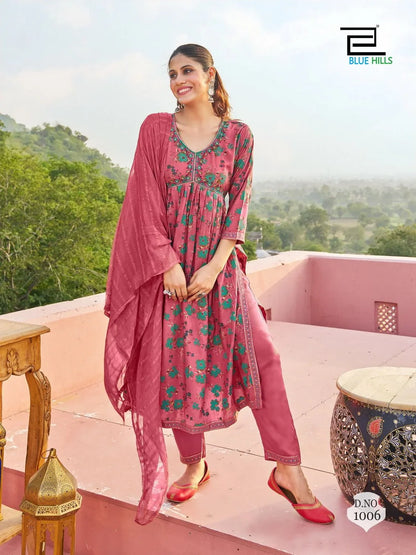 Beautiful Designer Libaas Rayon Foil Print Alia Cut Kurti Pant Set