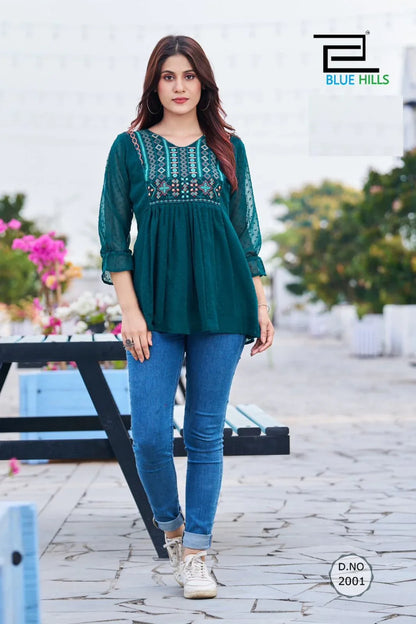 Blue Hills Charming 3.0 Short Tops In Heavy Embroidery Multi Color (549x06)