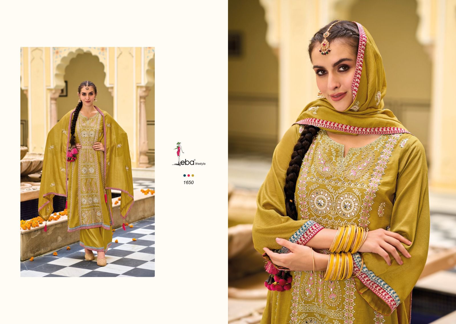 Eba Diva Premium Silk With Emboidery Work Salwar Suits Design 1649