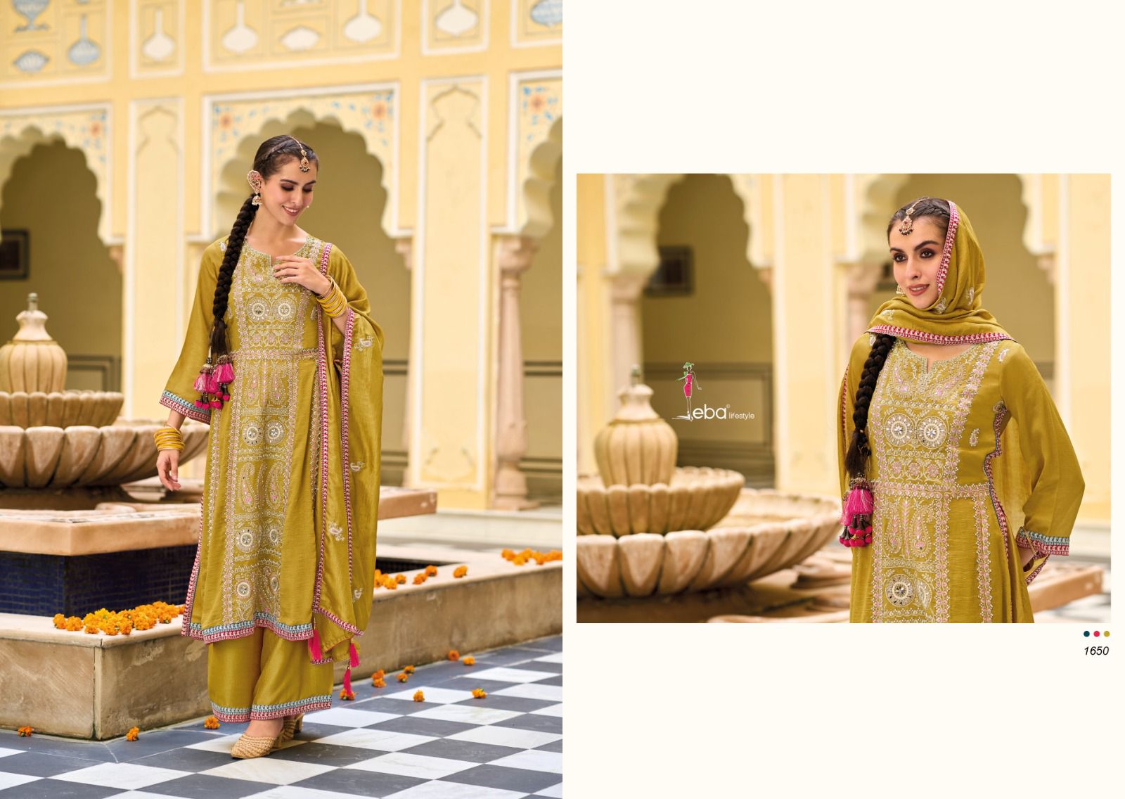 Eba Diva Premium Silk With Emboidery Work Salwar Suits Design 1649