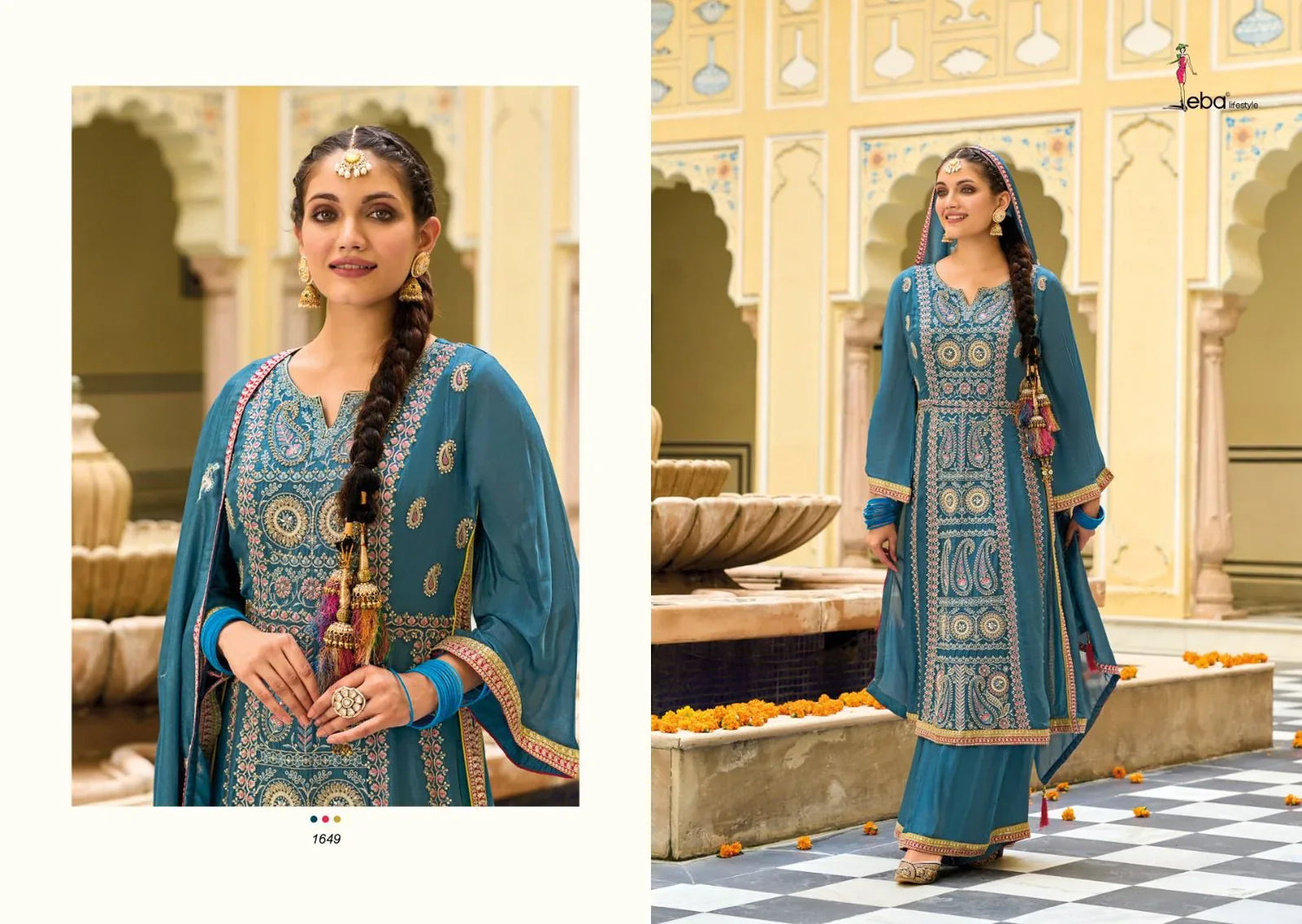 Eba Diva Premium Silk With Emboidery Work Salwar Suits 1649-1650 Series (2299x02)