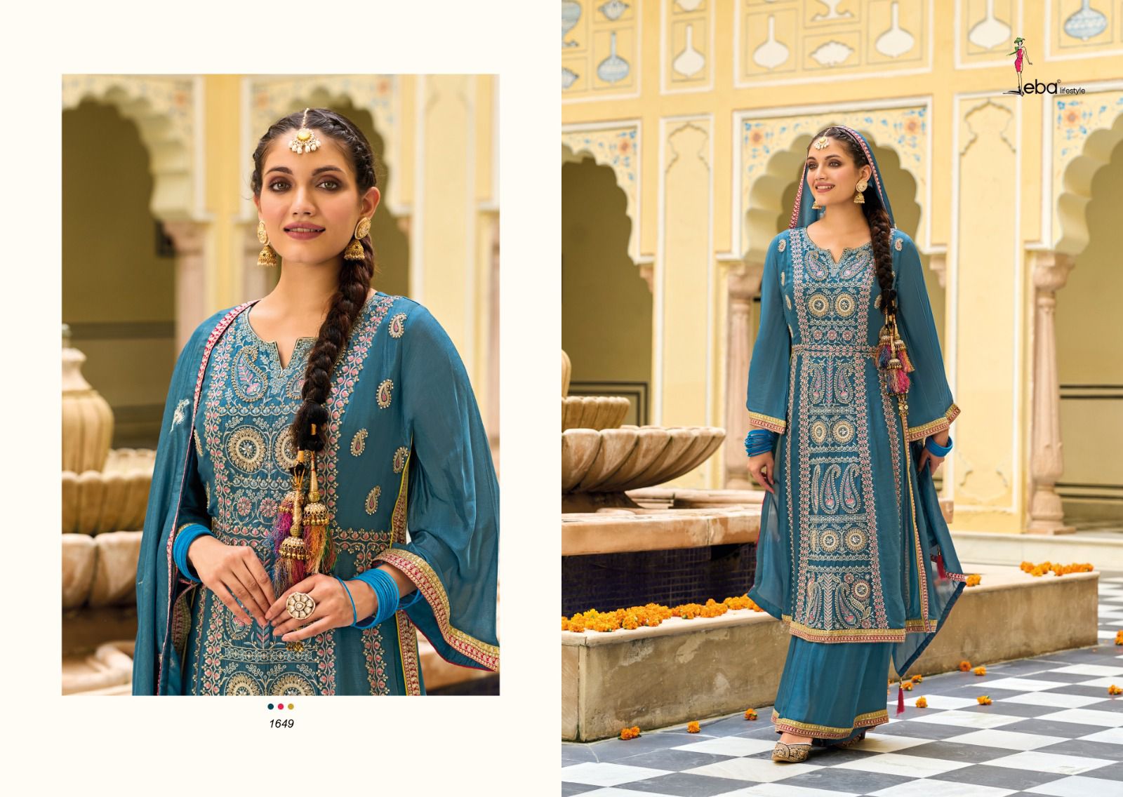 Eba Diva Premium Silk With Emboidery Work Salwar Suits Design 1650