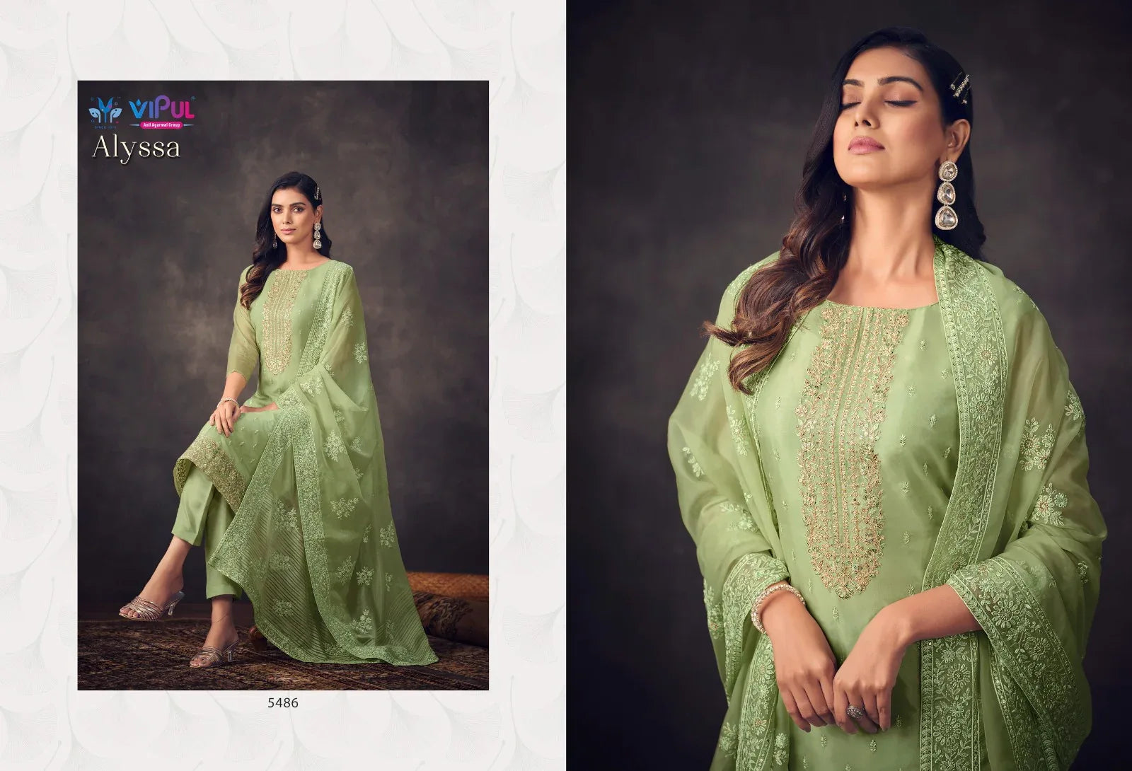 Vipul Fashion Alyssa Series 5481-5486 Organza Suit (2400x06)