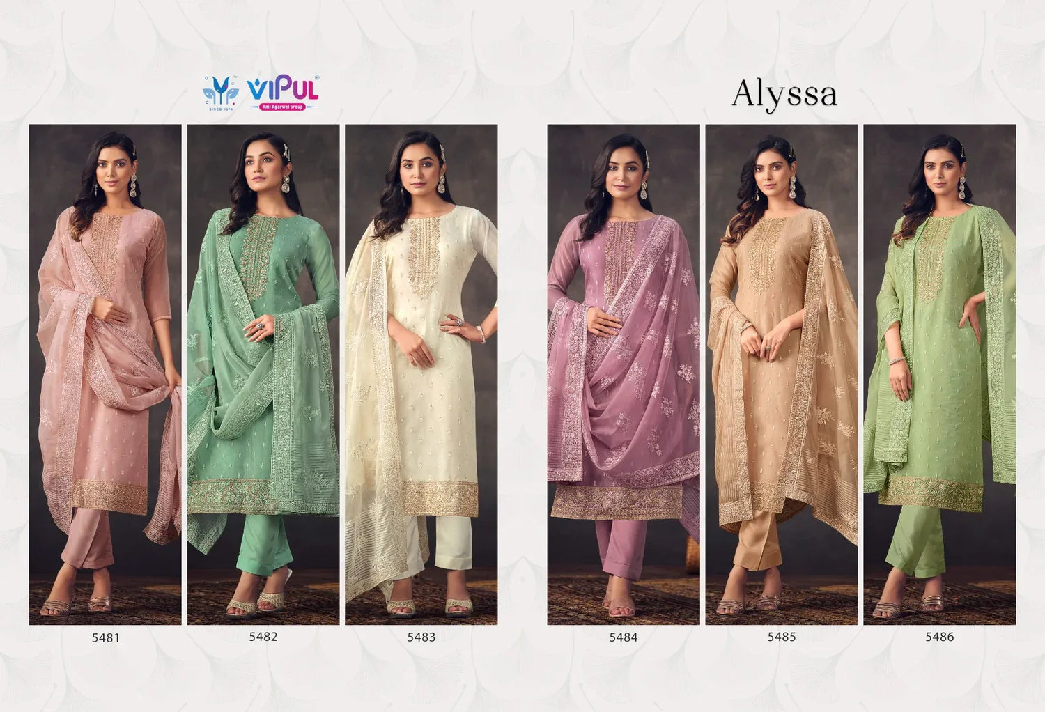 Vipul Fashion Alyssa Series 5481-5486 Organza Suit (2400x06)