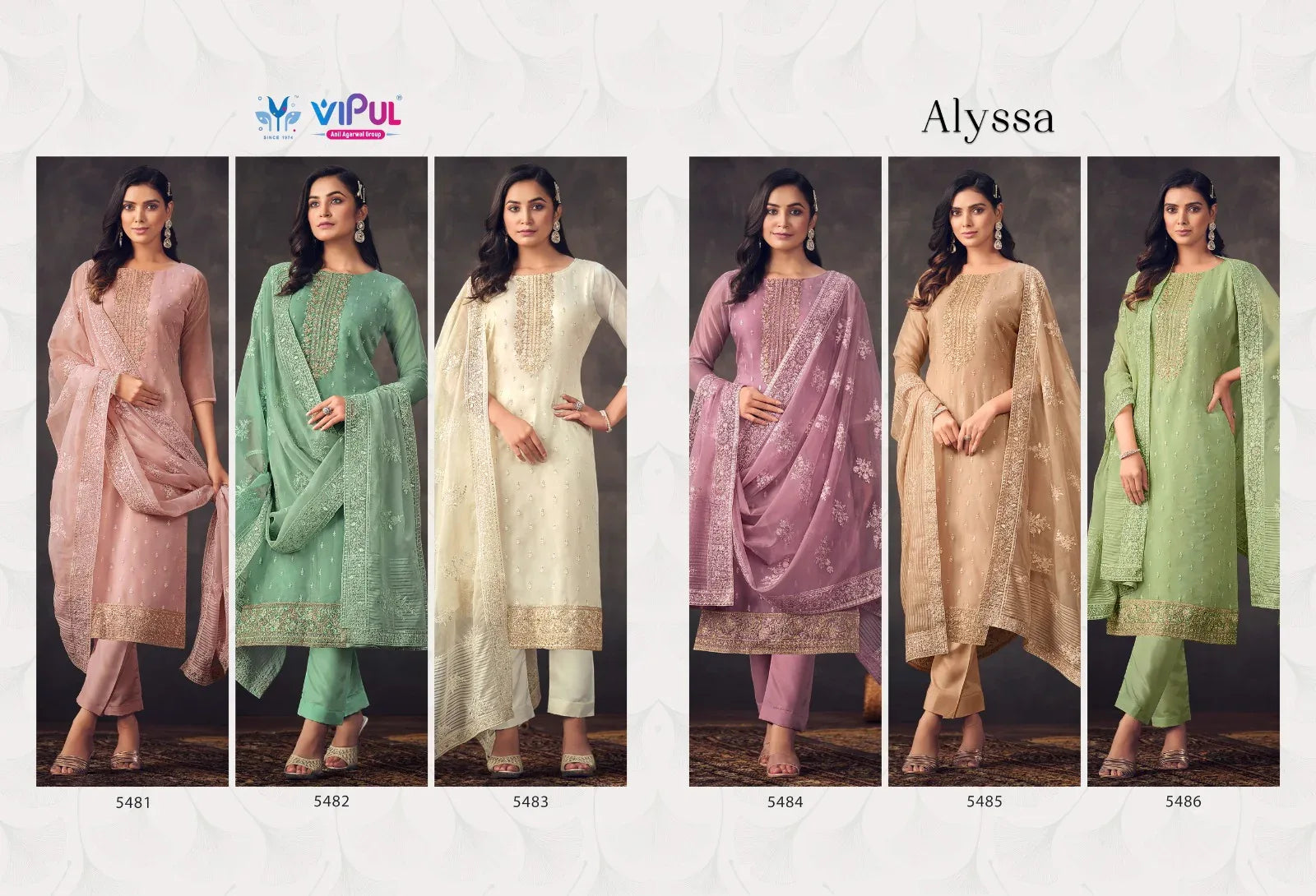 Vipul Fashion Alyssa Series 5481-5486 Organza Suit (2400x06)