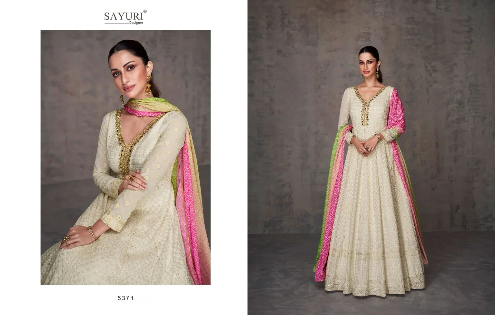 Sayuri Qurbat Series 5370-5372 Real Georgette Gown With Dupatta (2499x03)