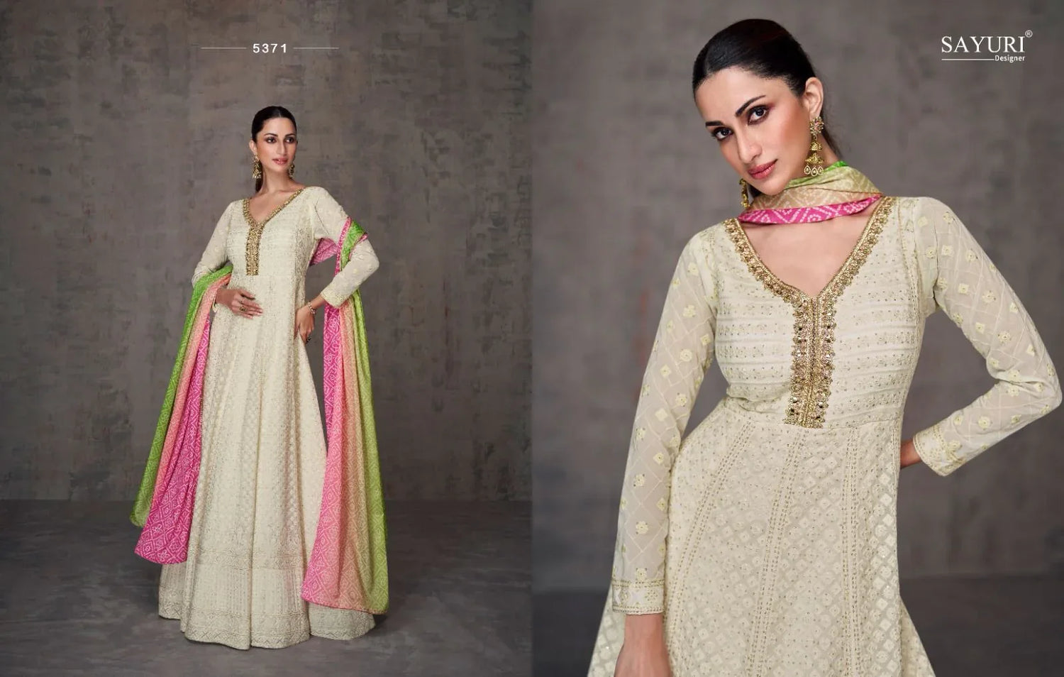 Sayuri Qurbat Series 5370-5372 Real Georgette Gown With Dupatta (2499x03)