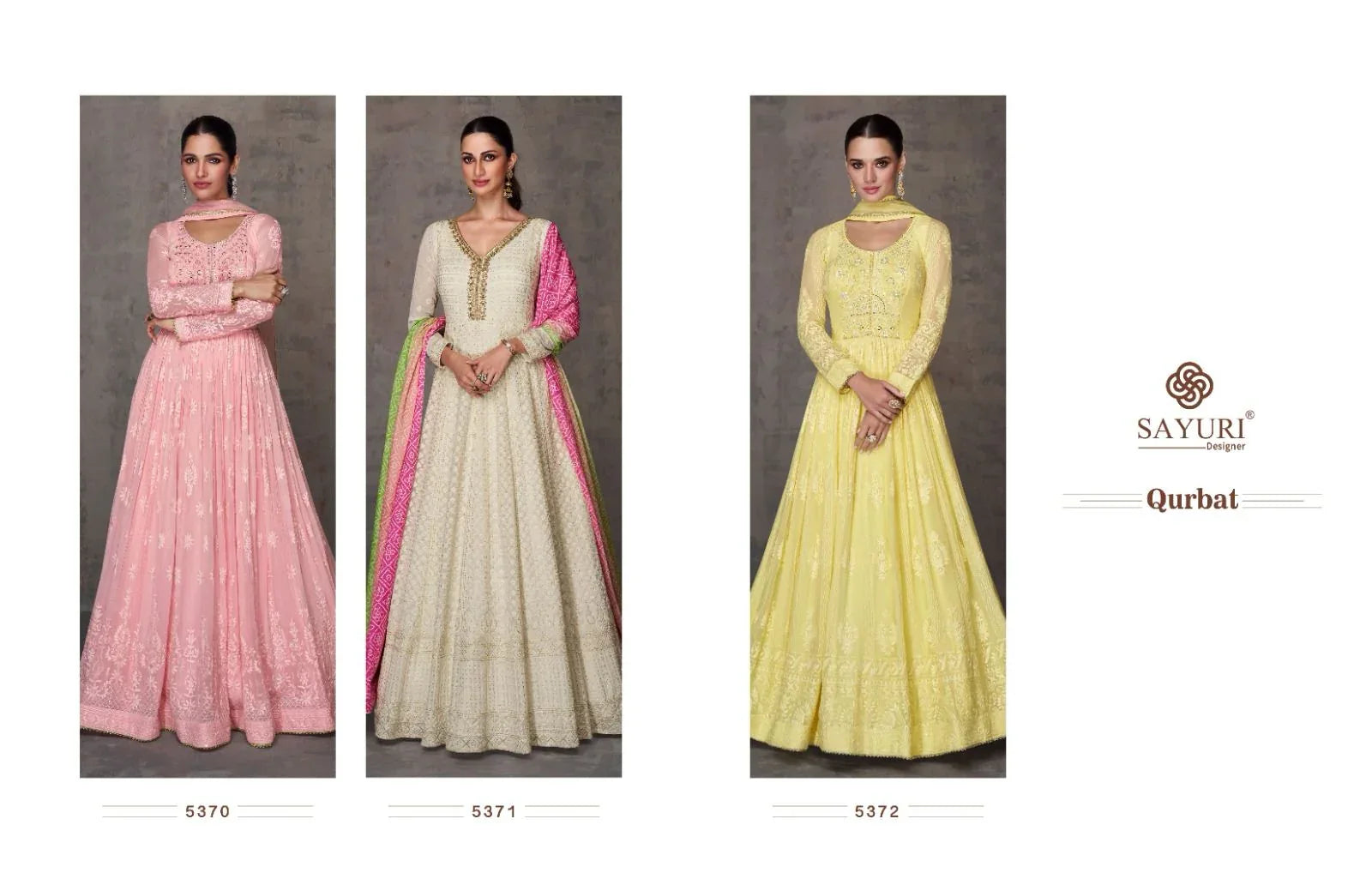 Sayuri Qurbat Series 5370-5372 Real Georgette Gown With Dupatta (2499x03)