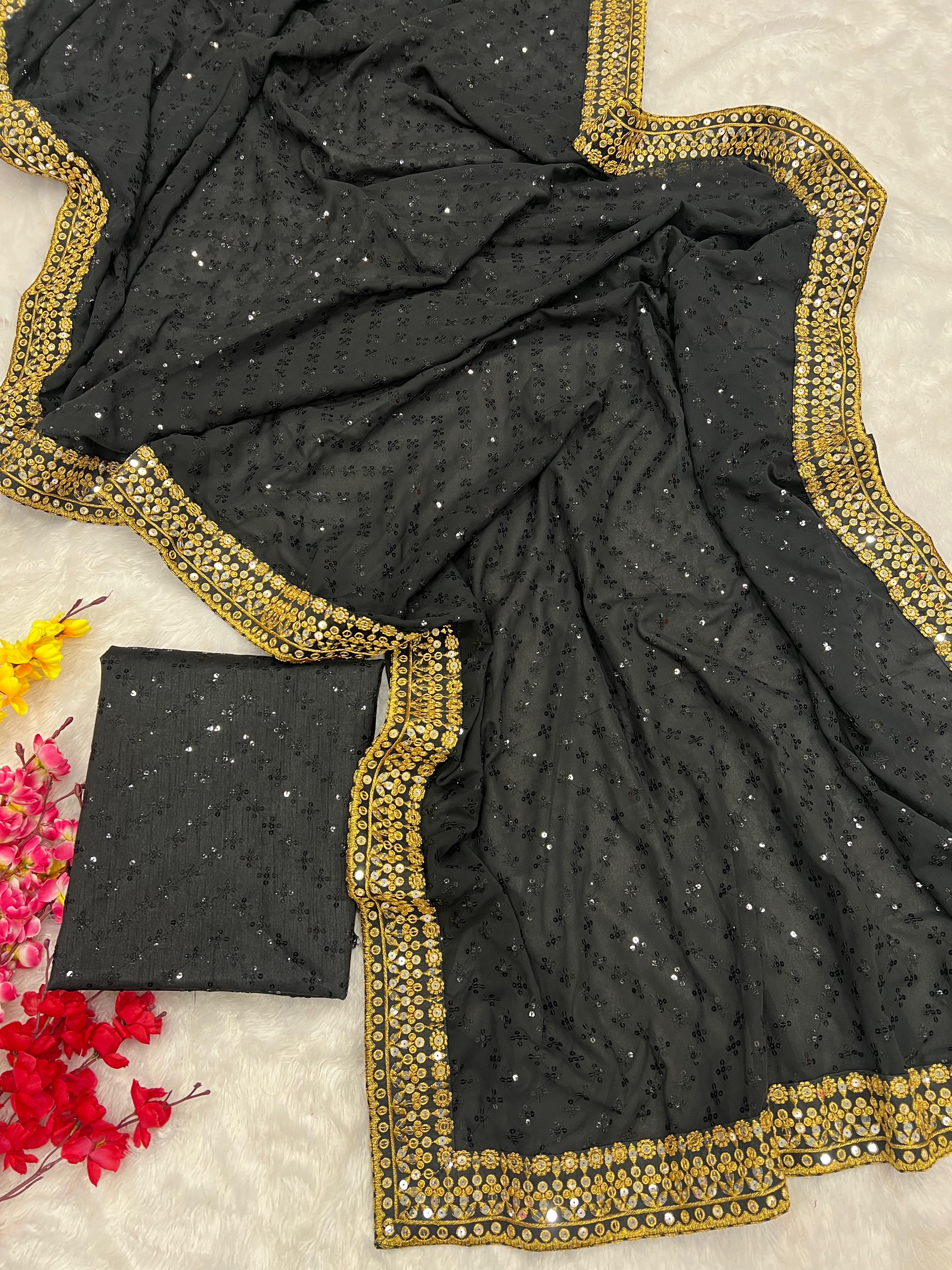 Beautiful Designer Heavy Georgette Sequanc Saree Design 5268