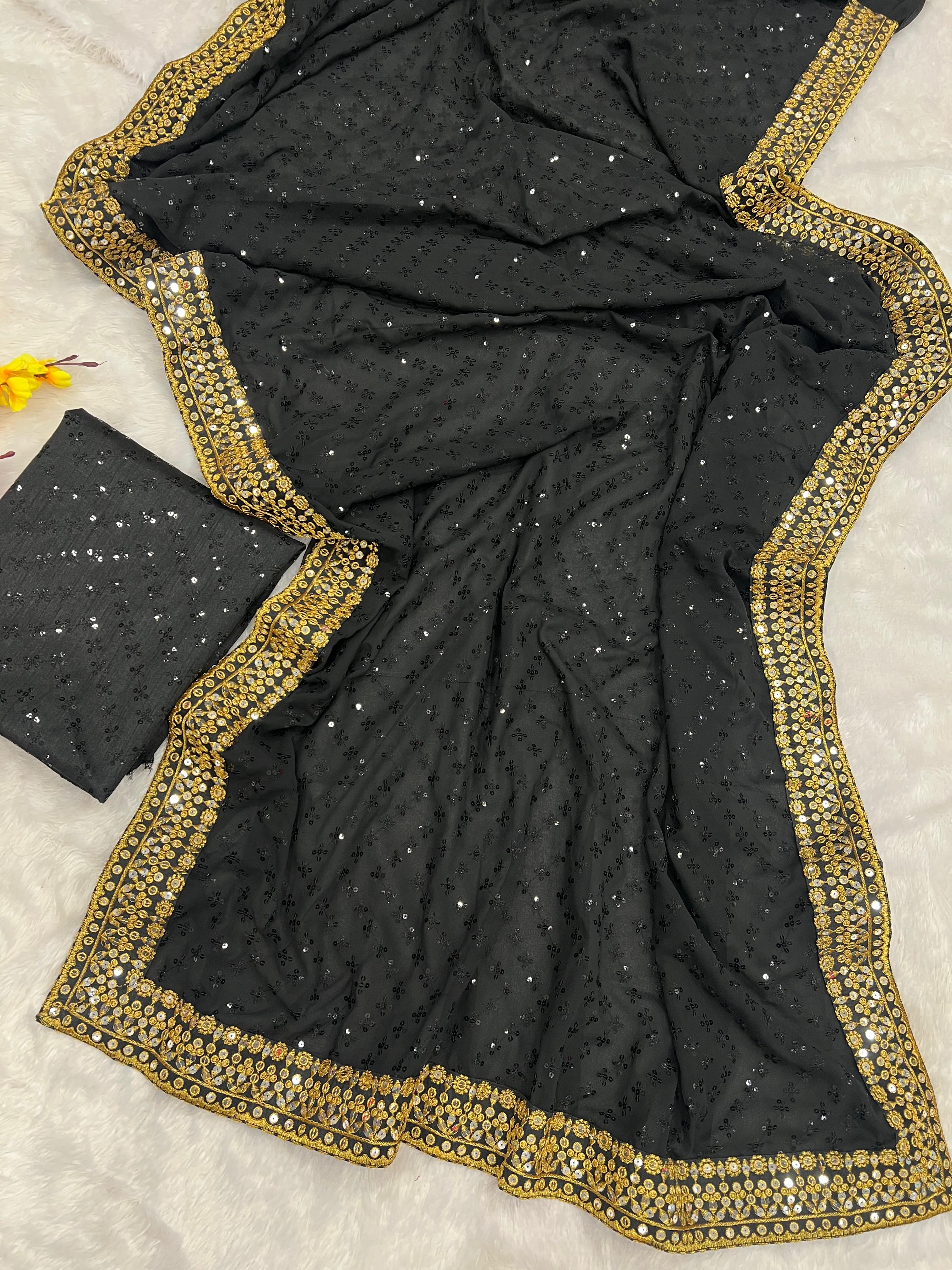 Beautiful Designer Heavy Georgette Sequanc Saree Design 5268