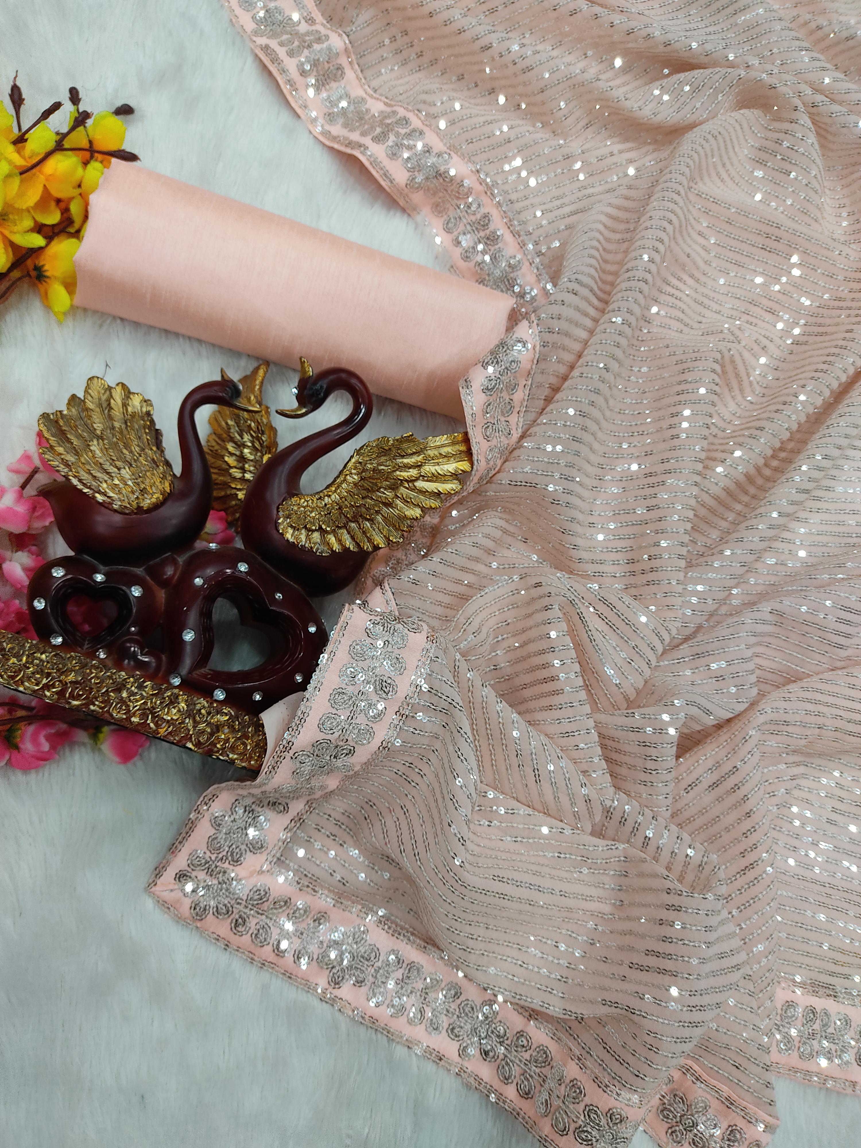 Beautiful Designer Heavy Georgette Exclusive Sequanc Saree Design 5279