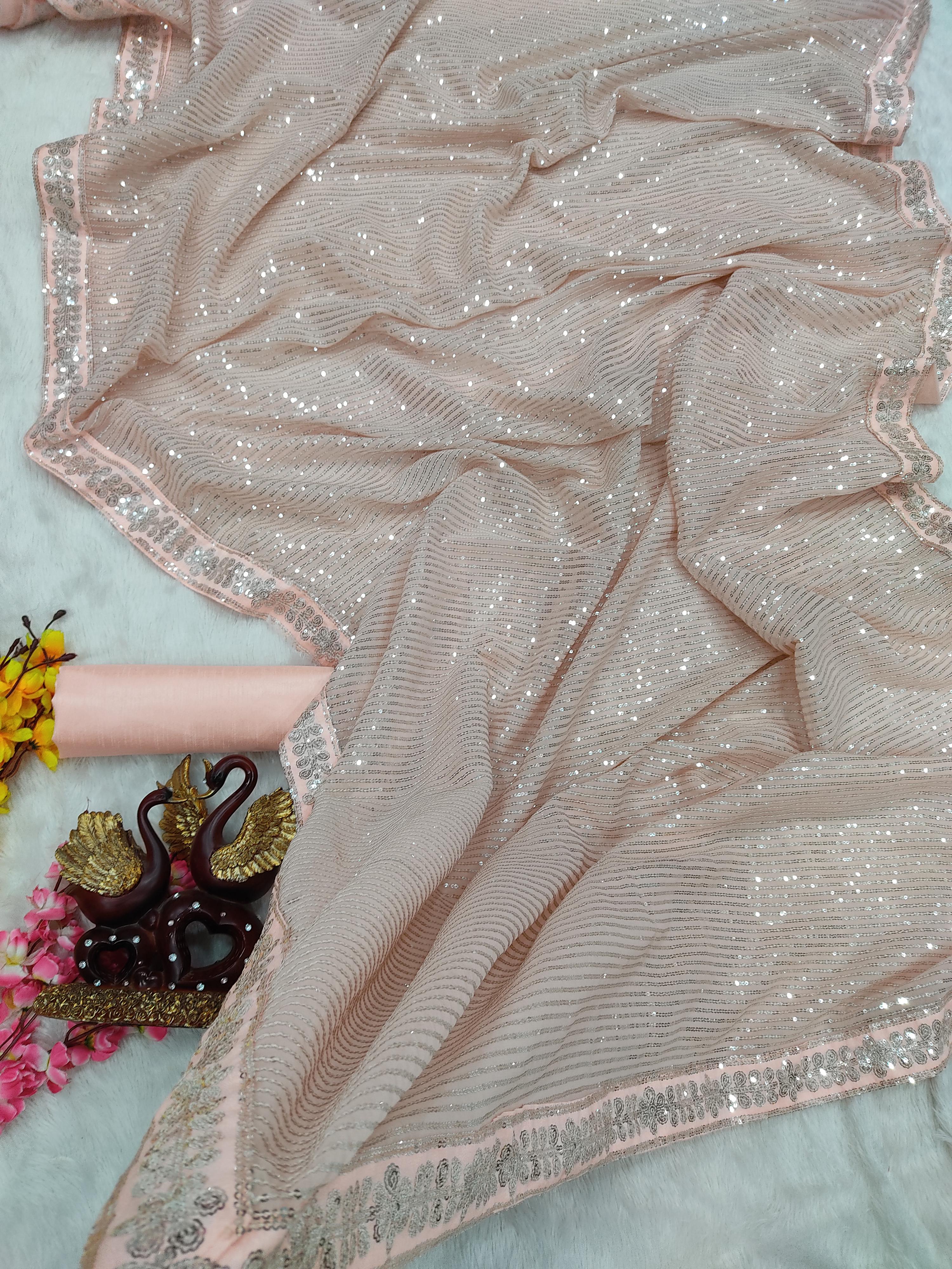 Beautiful Designer Heavy Georgette Exclusive Sequanc Saree Design 5279