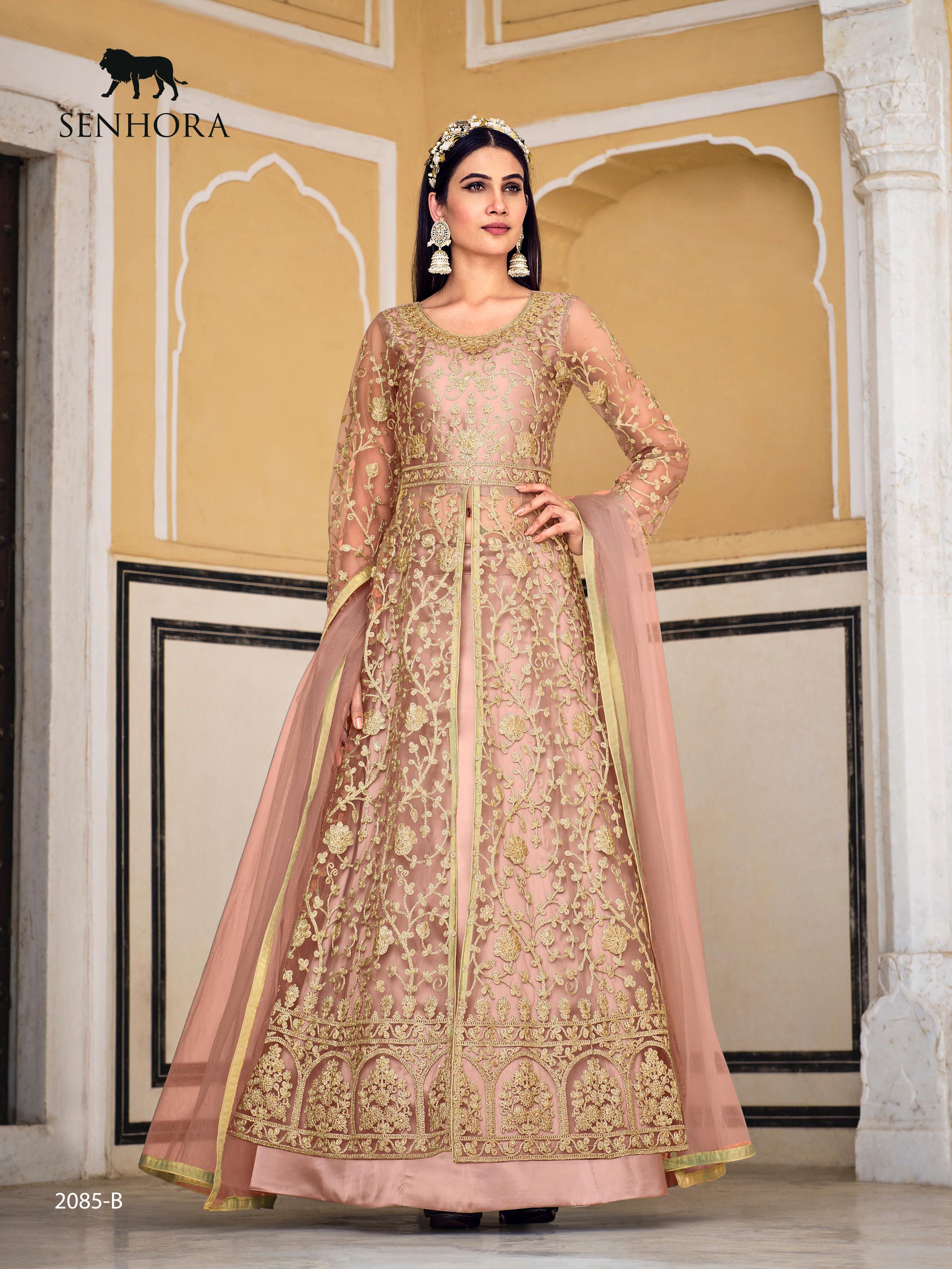 Baby Pink Real Georgette Designer Gown Style Suit – myracouture