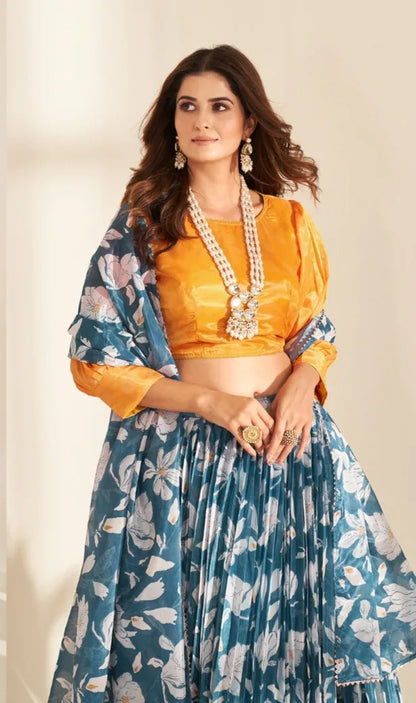 Beautiful Designer Valisha Pure Organza With Degital Print Lehenga Choli