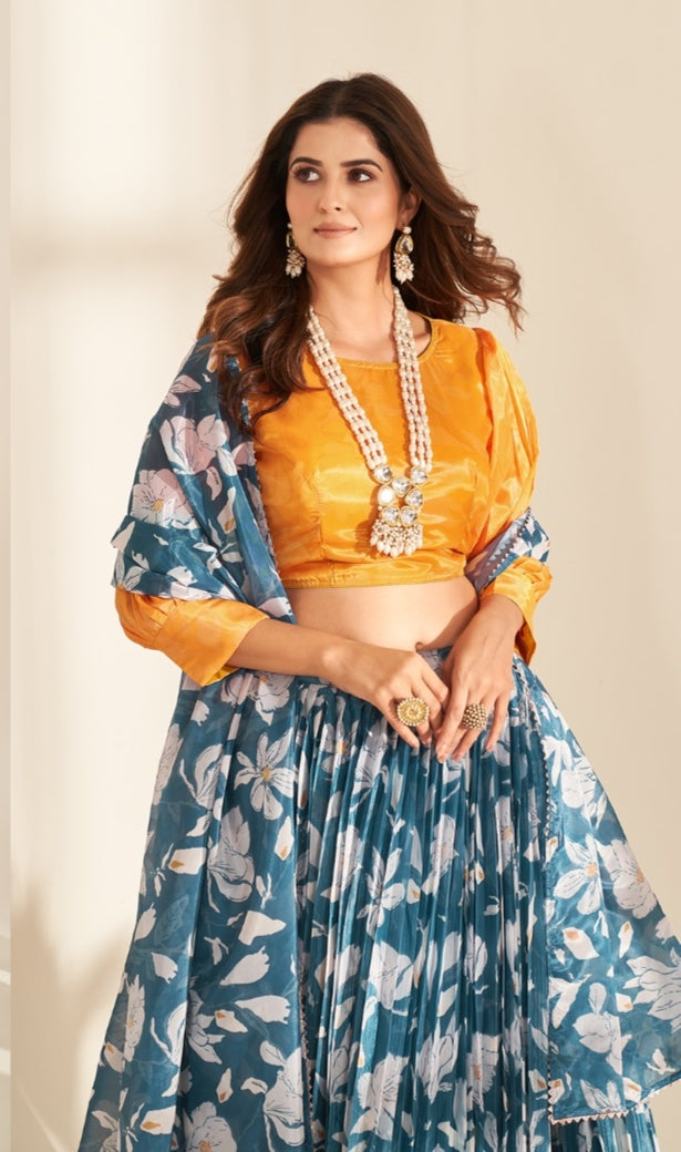 Beautiful Designer Valisha Pure Organza With Degital Print Lehenga Choli