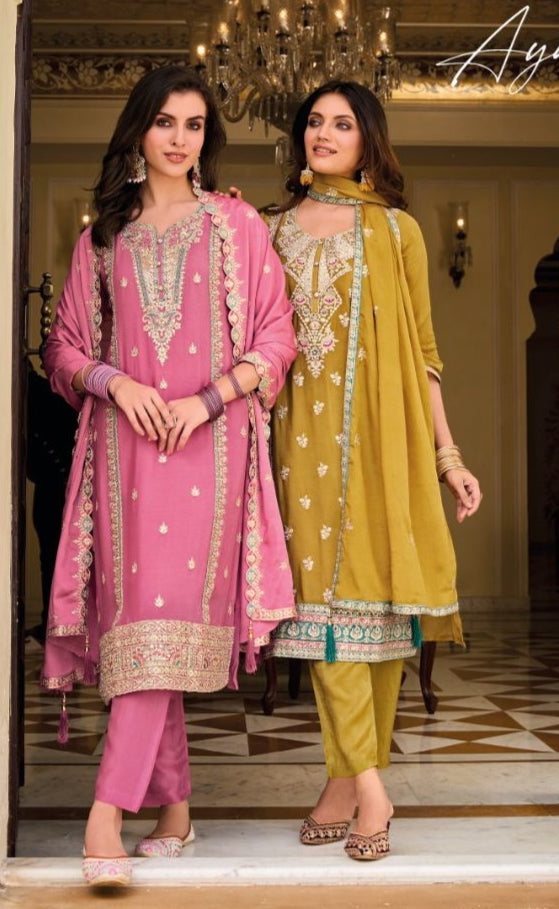 Designer Eba Ayat Heavy Chinon Embroidery Work Salwar Suits Design 1633