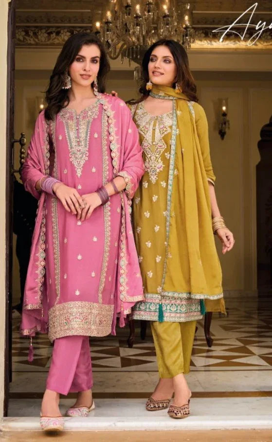 Designer Eba Ayat Heavy Chinon Embroidery Work Salwar Suits Design 1634