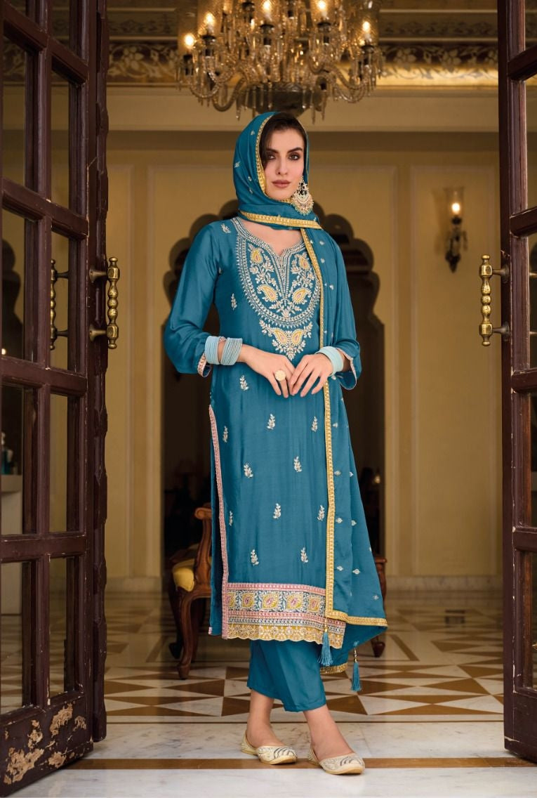 Designer Eba Ayat Heavy Chinon Embroidery Work Salwar Suits Design 1632