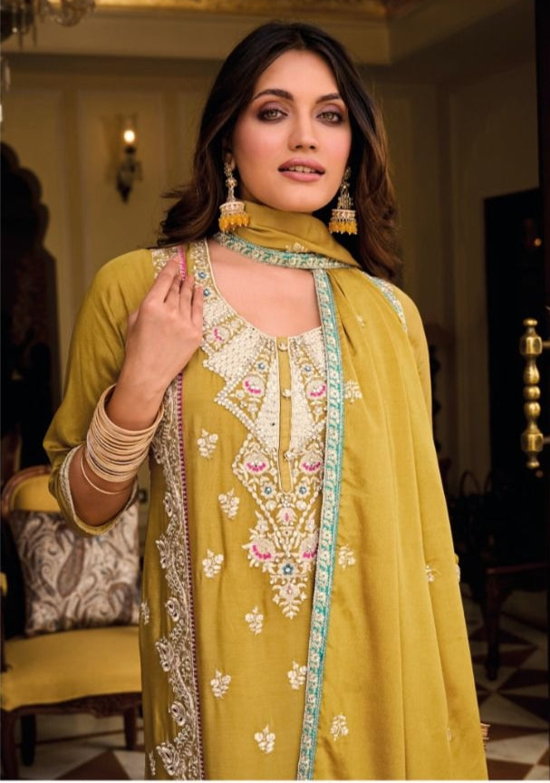 Designer Eba Ayat Heavy Chinon Embroidery Work Salwar Suits Design 1633