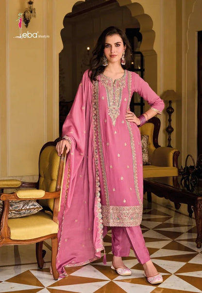 Designer Eba Ayat Heavy Chinon Embroidery Work Salwar Suits Design 1634