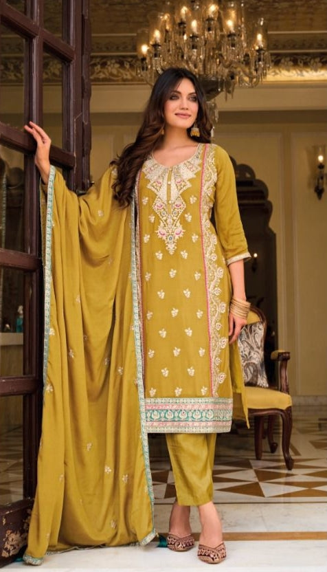 Designer Eba Ayat Heavy Chinon Embroidery Work Salwar Suits Design 1633