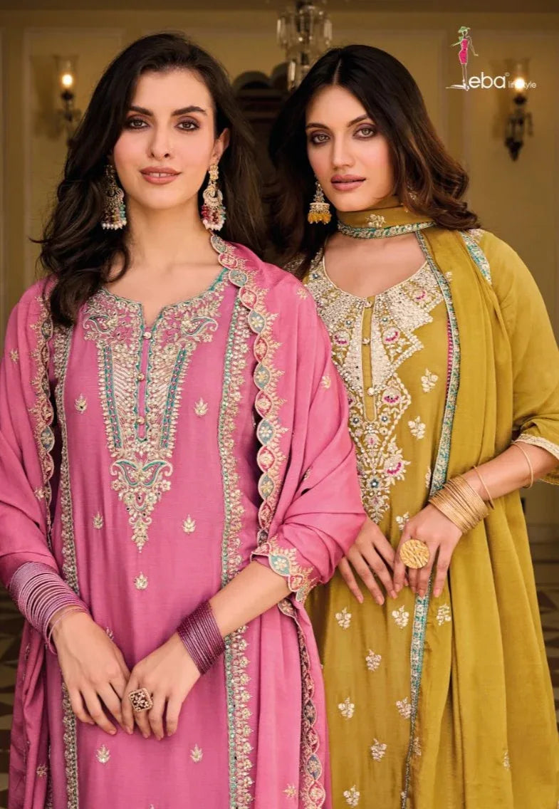 Designer Eba Ayat Heavy Chinon Embroidery Work Salwar Suits Design 1634