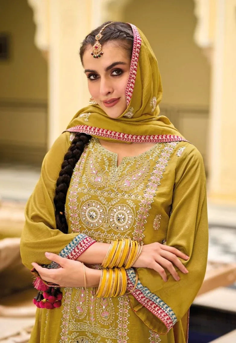 Eba Diva Premium Silk With Emboidery Work Salwar Suits Design 1649