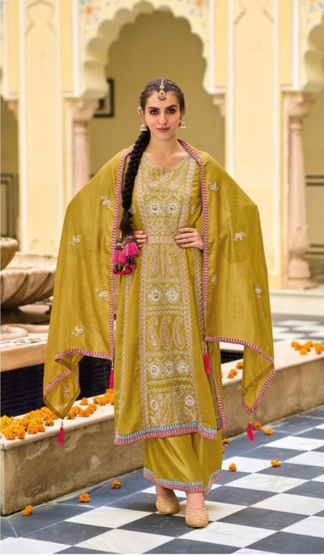 Eba Diva Premium Silk With Emboidery Work Salwar Suits Design 1649
