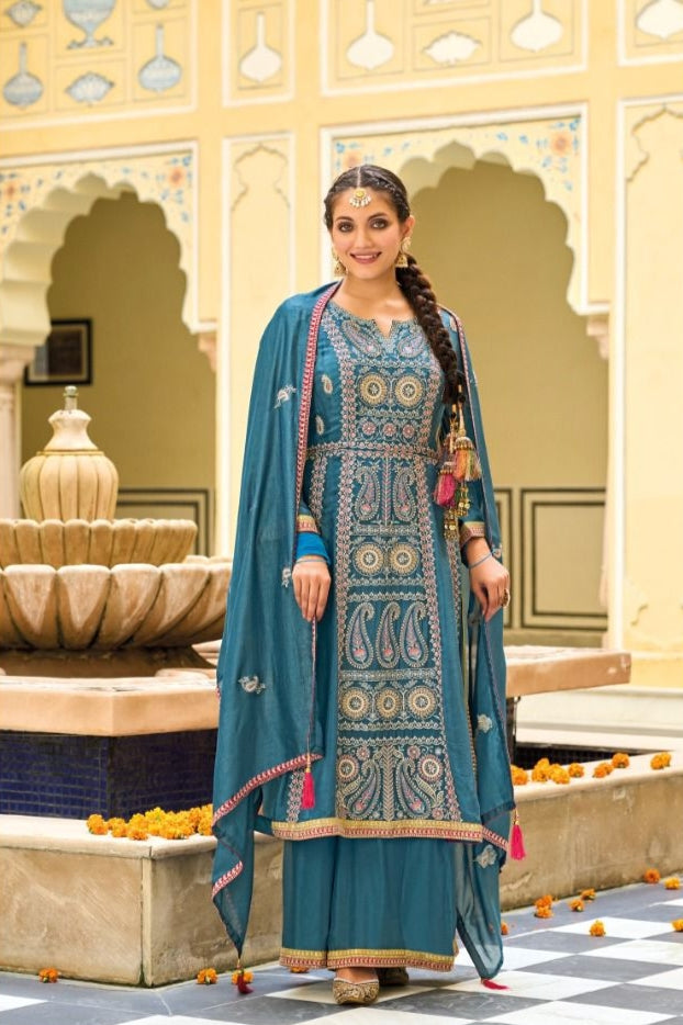 Eba Diva Premium Silk With Emboidery Work Salwar Suits Design 1650