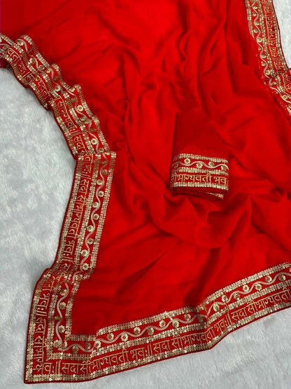 Beautiful Designer Heavy Georgette Exclusive Sequanc Saree