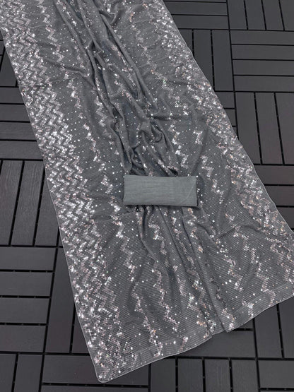Beautiful Designer Heavy Georgette Exclusive Sequanc Saree