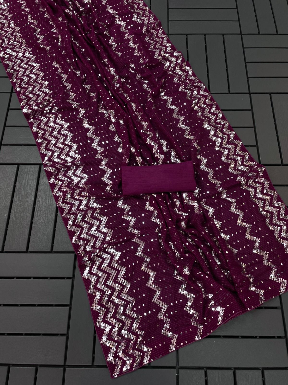 Beautiful Designer Heavy Georgette Exclusive Sequanc Saree