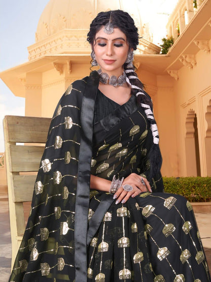 Beautiful Designer Heavy Georgette Sequanc Saree