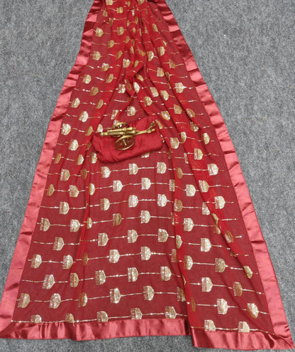 Beautiful Designer Heavy Georgette Sequanc Saree