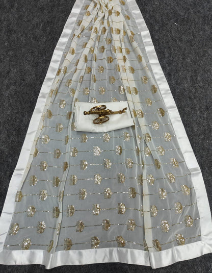 Beautiful Designer Heavy Georgette Sequanc Saree