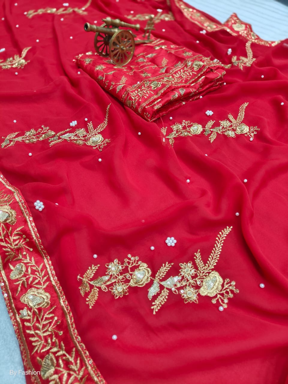 Beautiful Designer Heavy Georgette Sequanc Saree