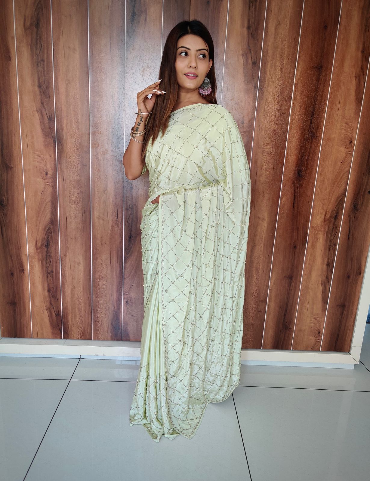 Beautiful Designer Heavy Georgette Sequanc Saree