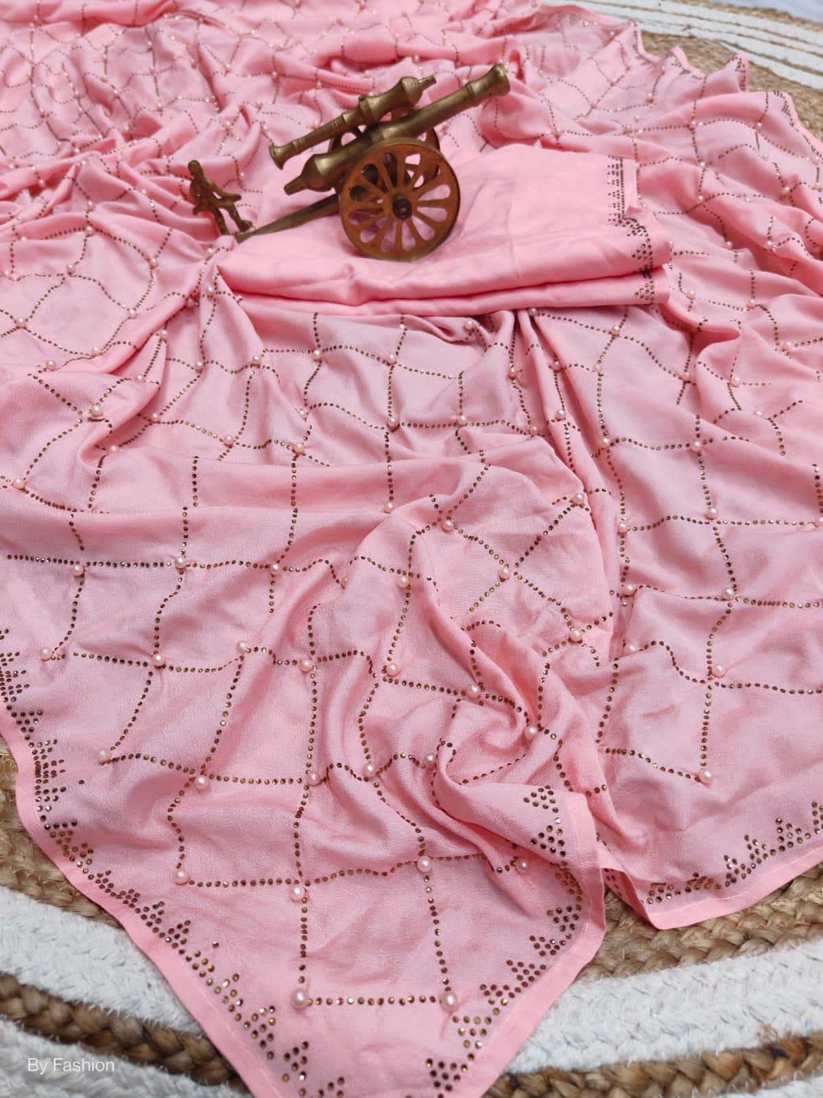 Beautiful Designer Heavy Georgette Sequanc Saree