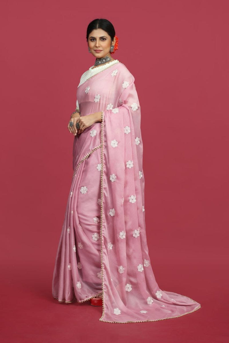 Beautiful Designer Heavy Soft moss Chiffon Sequines Saree
