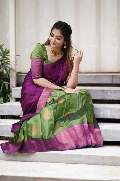 Beautiful Designer Super Half &amp; Half Copper Lehanga Saree