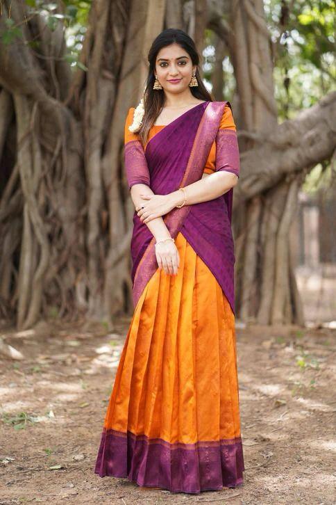 Beautiful Designer Super Half &amp; Half Copper Lehanga Saree
